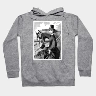 Vintage horsewoman engraving Hoodie